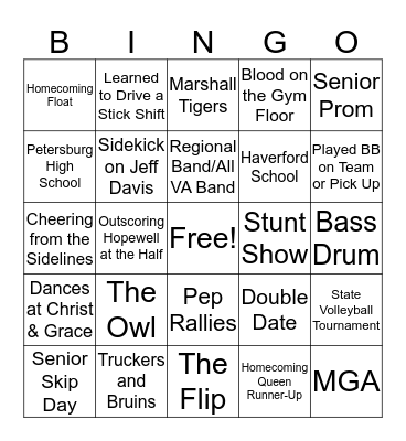 HIGH   SCHOOL   FUN Bingo Card