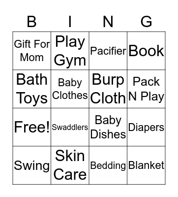 Oh Baby Bingo Card