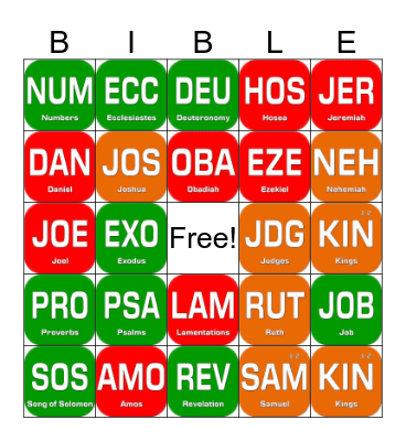 Bible Books Bingo Card