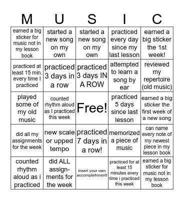 PIANO Bingo Card