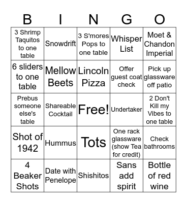 Saturday Night Fever Bingo Card