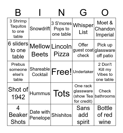 Saturday Night Fever Bingo Card