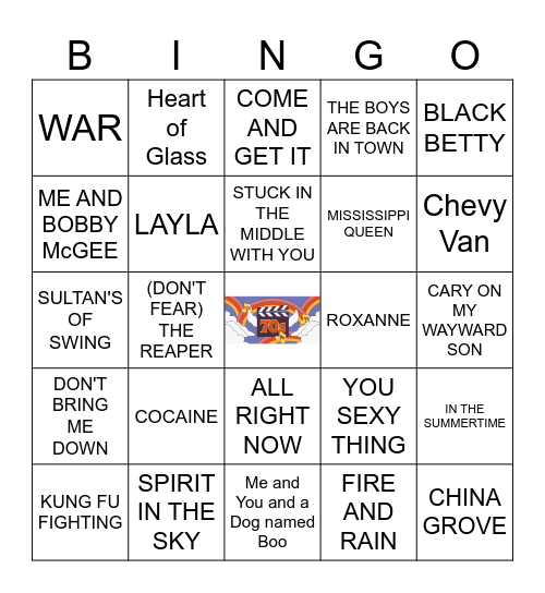 TAP IT 70S ROUND Bingo Card