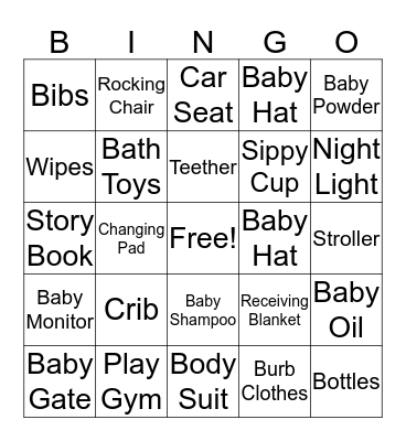 Baby Shower Bingo Card