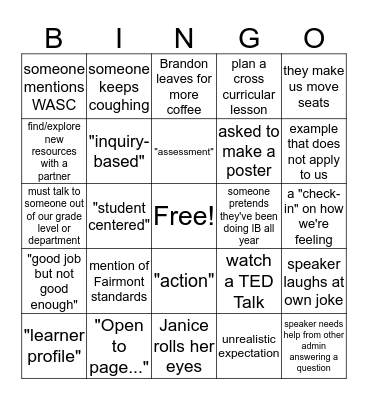 IB Bingo Card