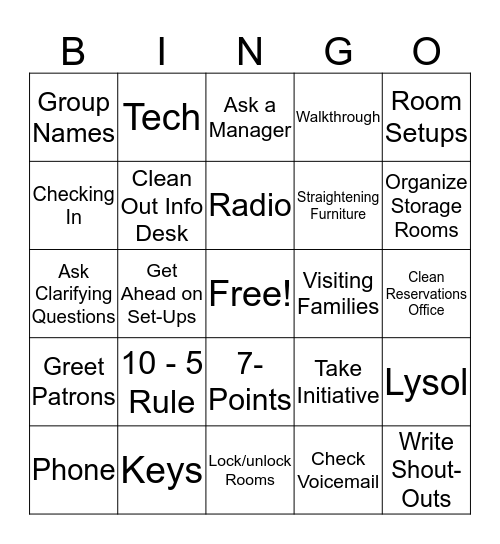 Productivity Bingo Card