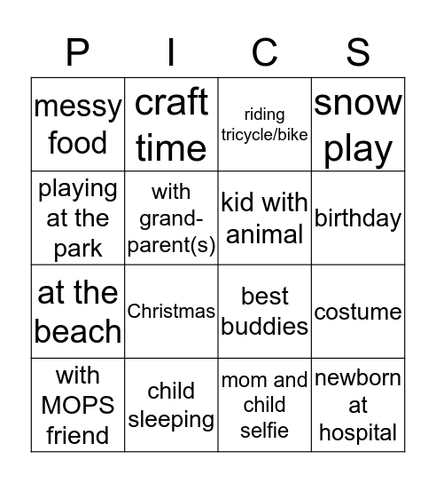 PICS Bingo Card