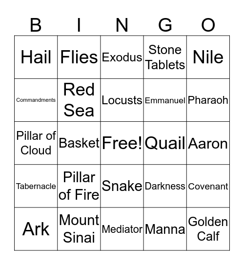 EXODUS REVIEW Bingo Card