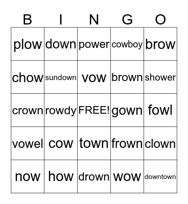 OW Plow Bingo Card
