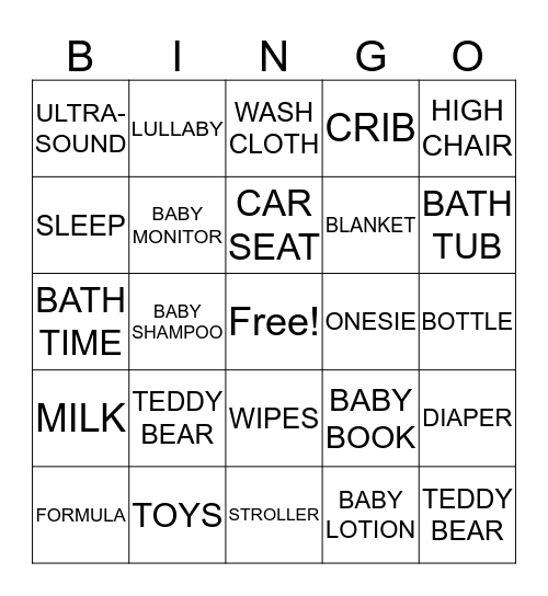 BABY SHOWER BINGO Card