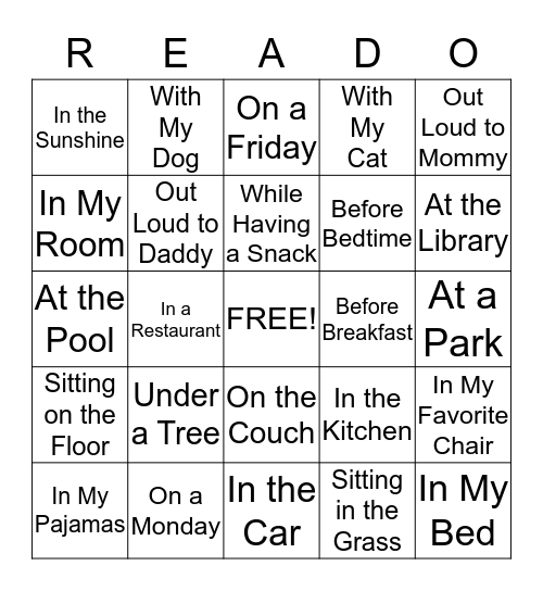 Summer Reading: I Read for 20 Minutes a Day... Bingo Card