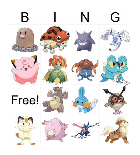 Adilene's Pokemon Bingo Card