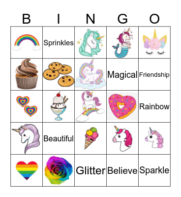 Unicorn Bingo Card