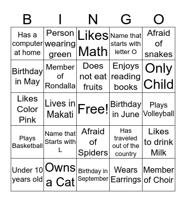 HUMAN BINGO Card