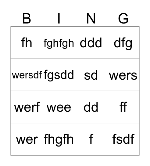 Untitled Bingosdf Bingo Card