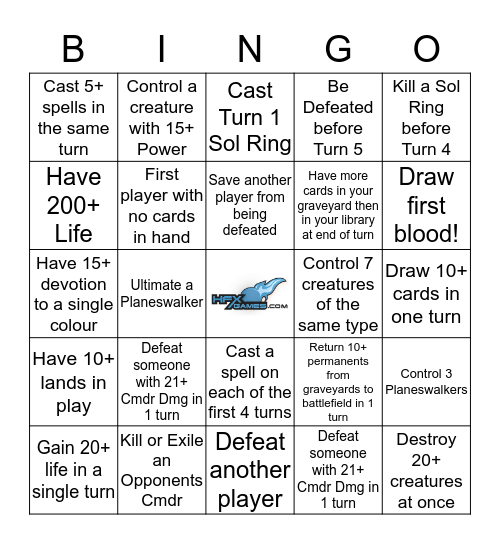 MTG Commander Bingo! Bingo Card