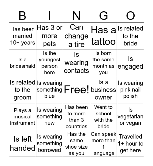 Find the Guest Bingo Card