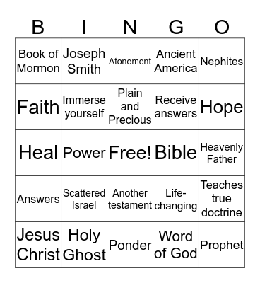 Book of Mormon Bingo Card