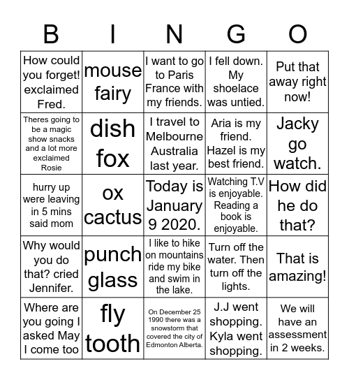 Review Bingo Card