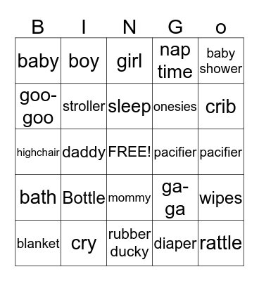 BABY BINGO Card