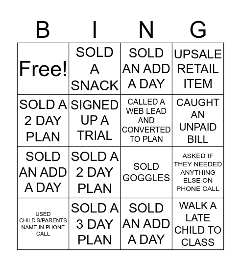 FRONT DESK BINGO Card