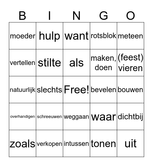 woorden les 1-6 Bingo Card