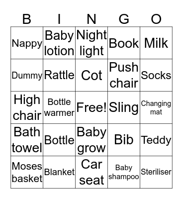 Ashleigh's Baby Shower Bingo Card