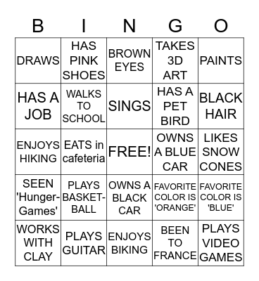 MIX IT UP BINGO Card