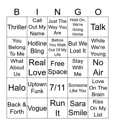 Music Bingo 2020 Bingo Card