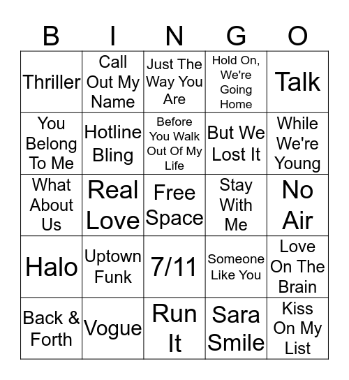 Music Bingo 2020 Bingo Card