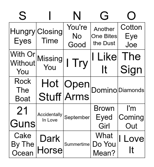 THROUGH THE DECADES Bingo Card