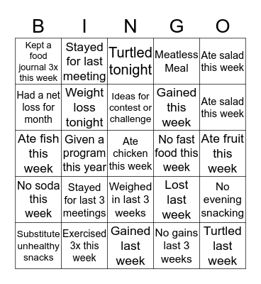 TOPS Bingo Card