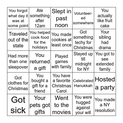 Break Bingo Card