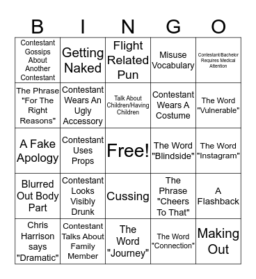 Peter's Season Week 1 thru 3 Bingo Card