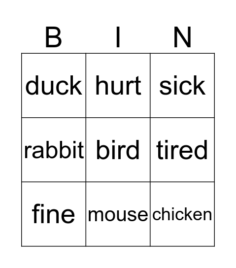Hip Hip Hooray 1 unit 1 Bingo Card