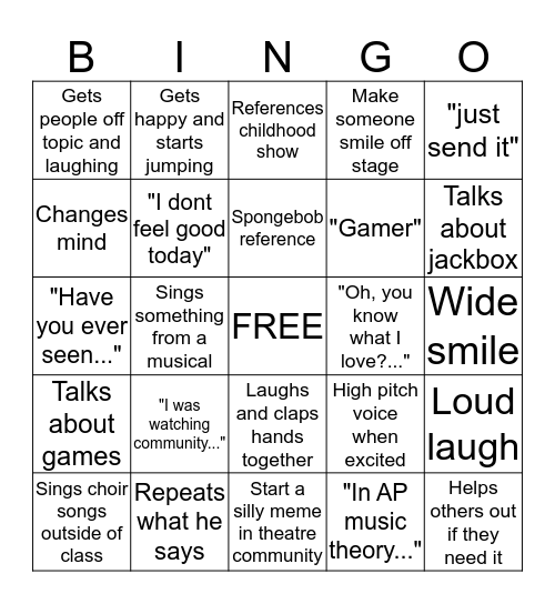 Matthew Torkilsen BINGO Card