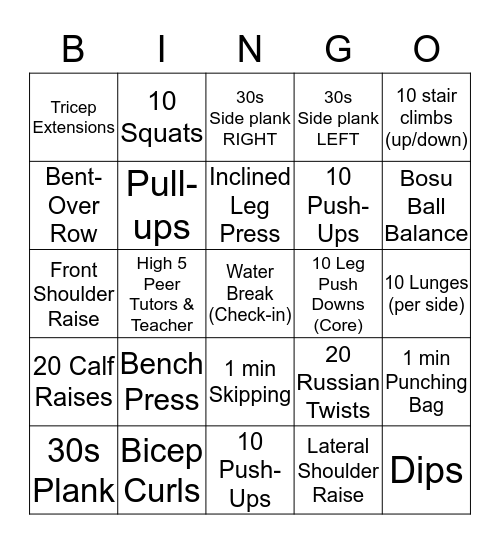 Brunk Factory Bingo Card