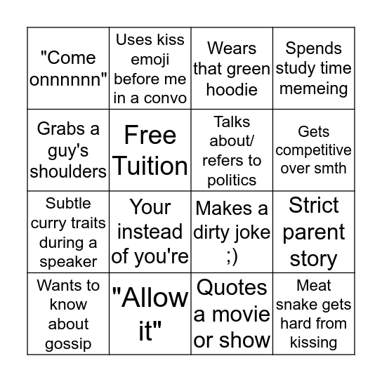 Karan Bingo Card