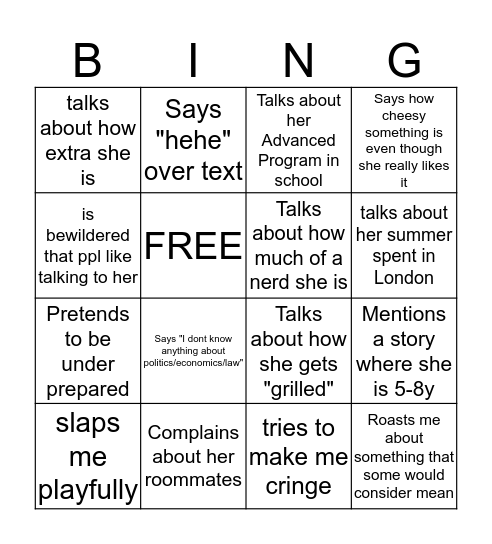 Komi Bingo  Bingo Card
