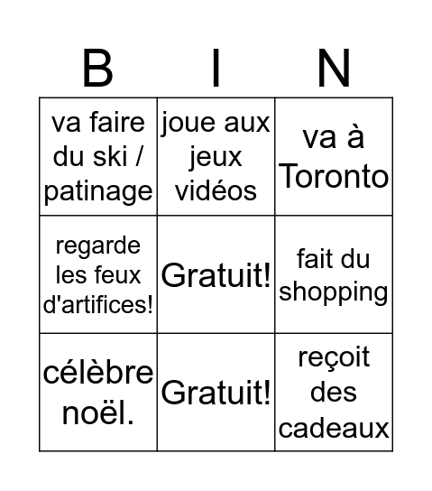 Trouve quelqu'un qui ... Bingo Card