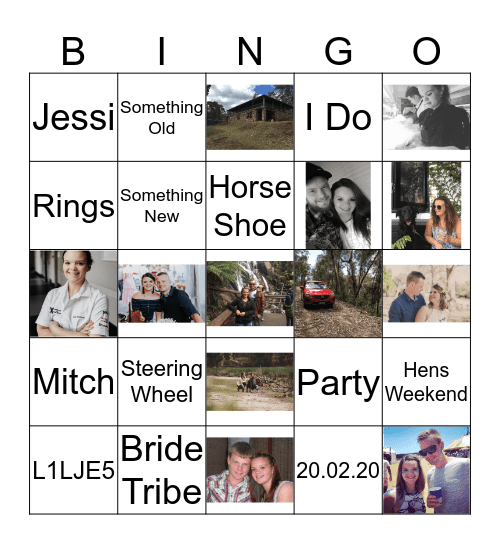 Jessi's Bridal Bingo Card