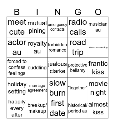 Bellarke Bingo Card