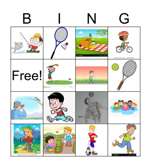 Outdoor Hobbies Bingo Card