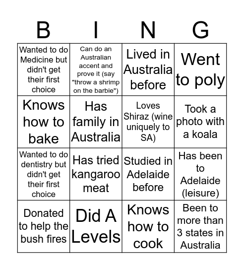 Human Bingo Card