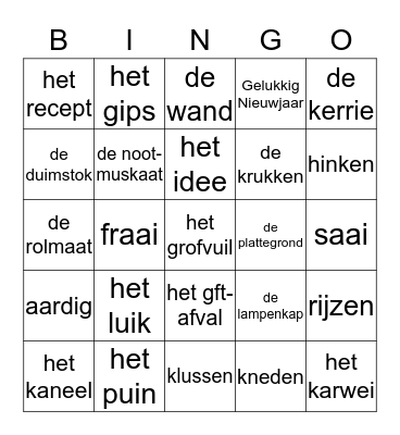 Woorden voor Yulia Bingo Card