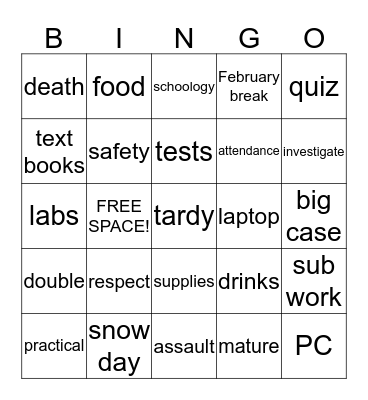 Syllabus BINGO Card