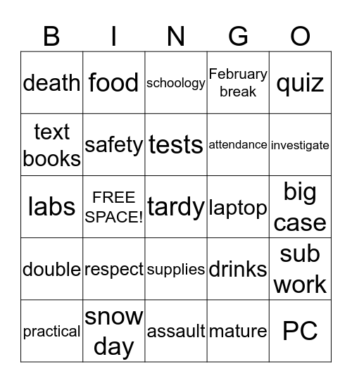 Syllabus BINGO Card