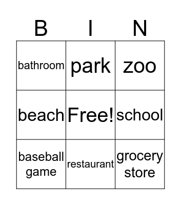 Associations for Categorical Items Bingo Card