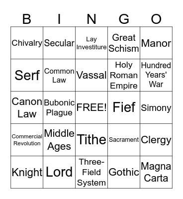 Unit 4 Vocabulary Bingo Card