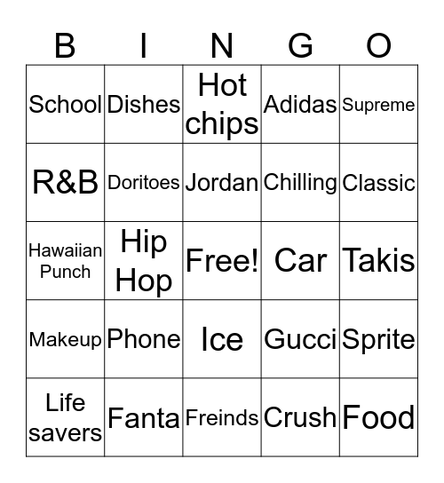 New Teens Day Bingo Card